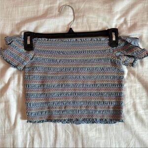 Aeropostale Multicolor Smocked Off-Shoulder Top